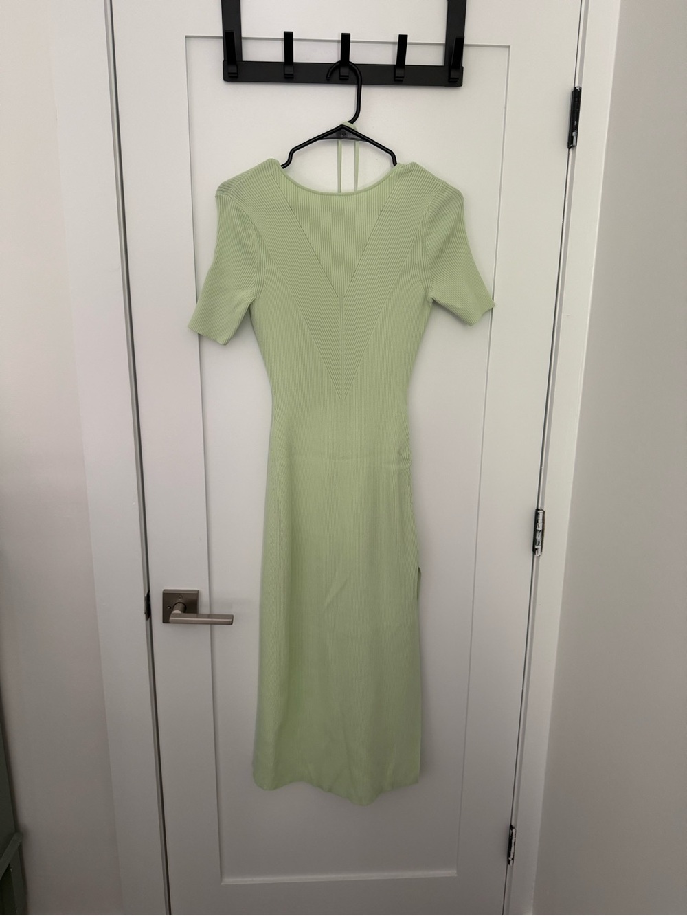 Maje Light Green Ribbed Midi Dress
